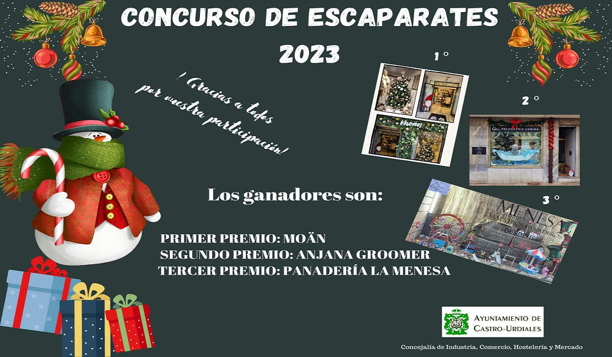 Ganadores del concurso de Escaparates Navideños 2023 en Castro Urdiales